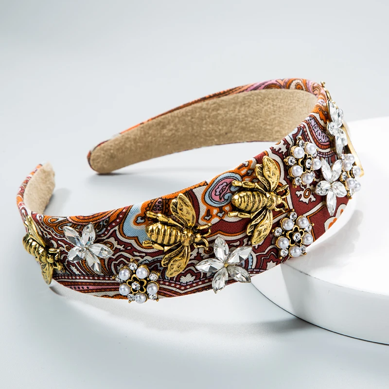 Ободок для волос в стиле барокко с цветком и кристаллами винтажный ободок