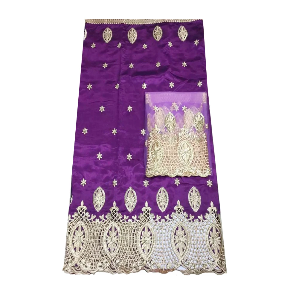 5 ярдов шелк ущелье кружева с 2 геле ткань для африканского платья индийский ткани