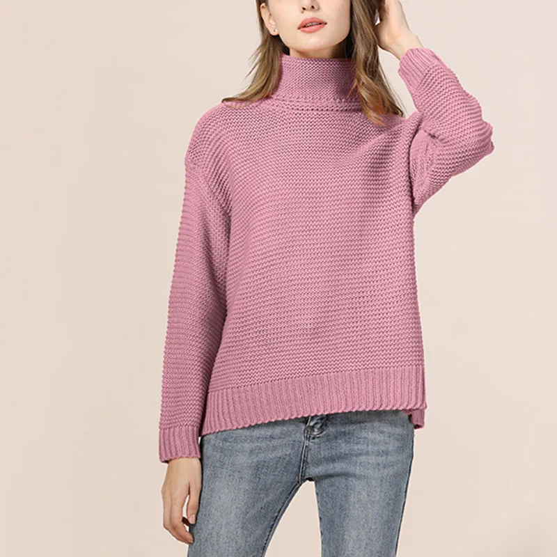 2019 осенние и зимние Новые однотонные свитеры большого размера OL commuter с высоким