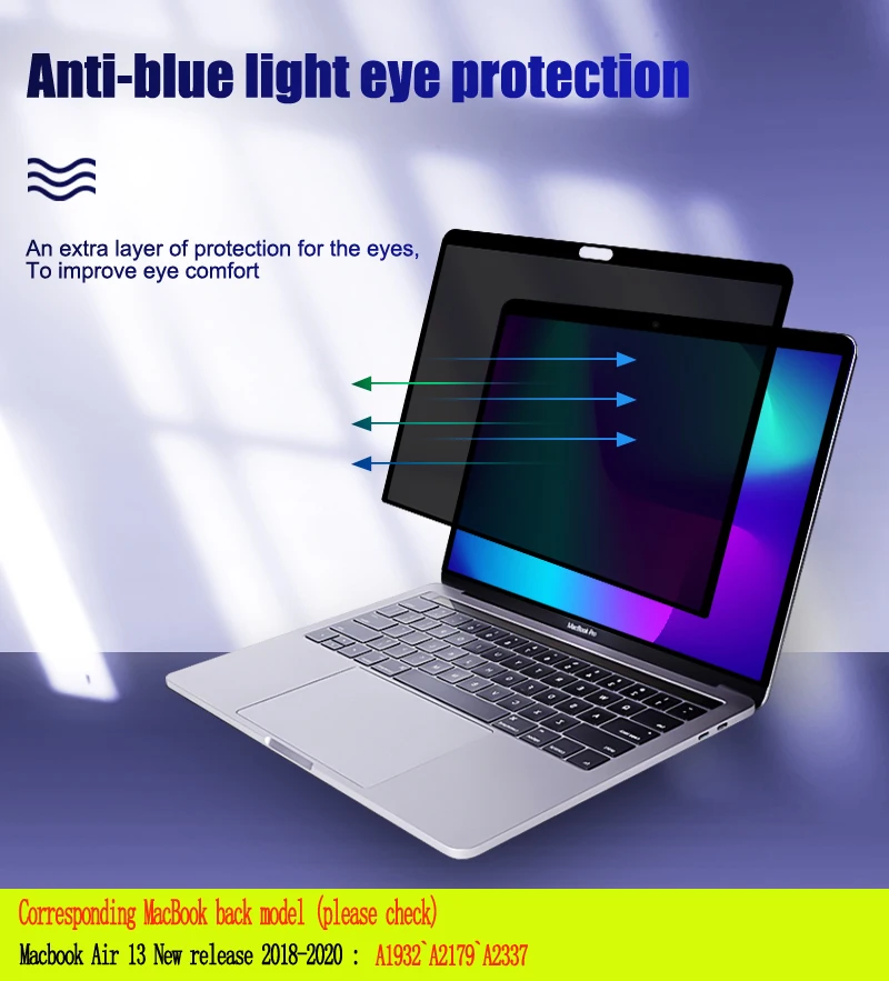 

Privacy Filter Anti spy PET Screens protective film For MacBook 2020 M1 A2337 Air 13.3 inch with 2018 2019 Touch ID A1932 A2179