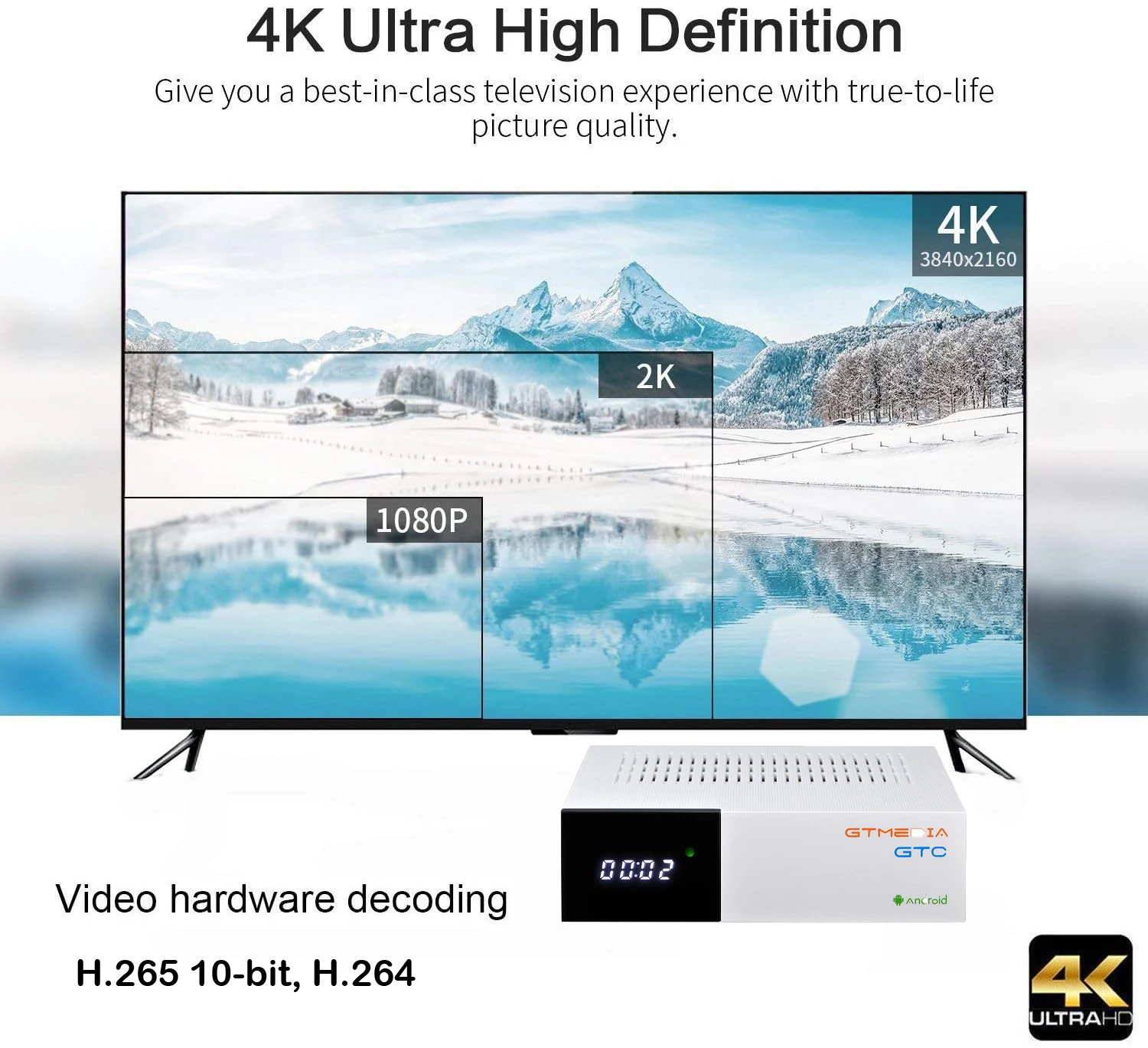 В формате 4K UHD Gtmedia GTC спутниковое телевидение приемники Смарт Android TV box Встроенный