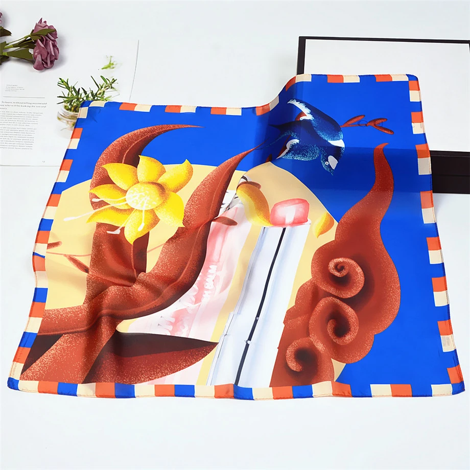 53 см Ласточка весенние шарфы женский летний Шелковый квадратный шарф роскошный