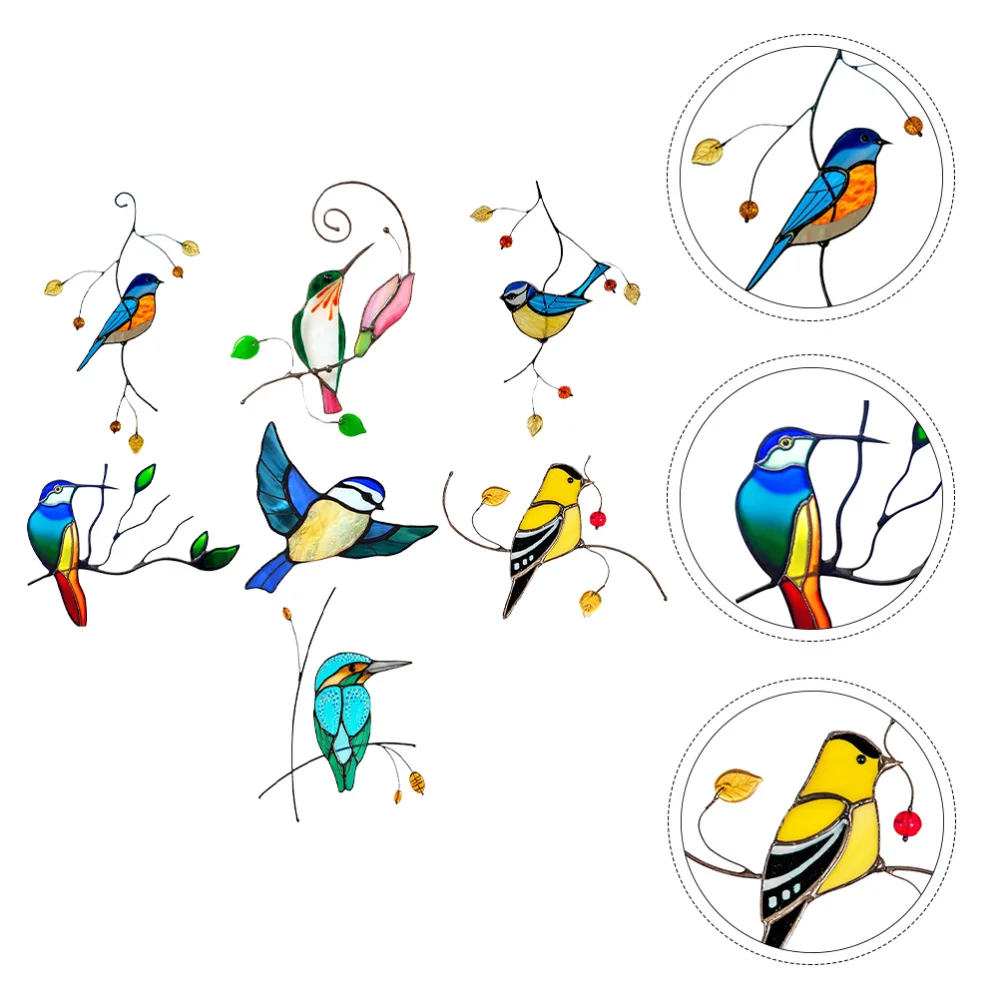 

7 Sheets Self Adhesive Living Room Window Decal Lovely Bird Sticker Decoration