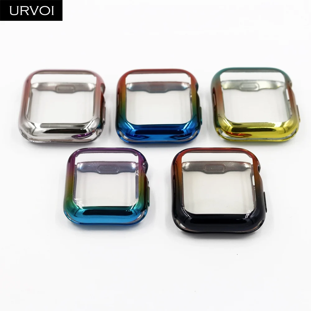 Чехол URVOI для Apple Watch series 5 4 3 2 мягкая ТПУ Рамка с полным покрытием и градиентными