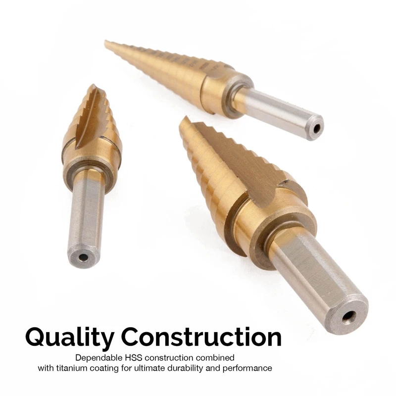 

3 Pcs Titanium Step Drill Bit Set High Speed Steel & 3 Pcs 5 Flute Countersink Drill Bit Set
