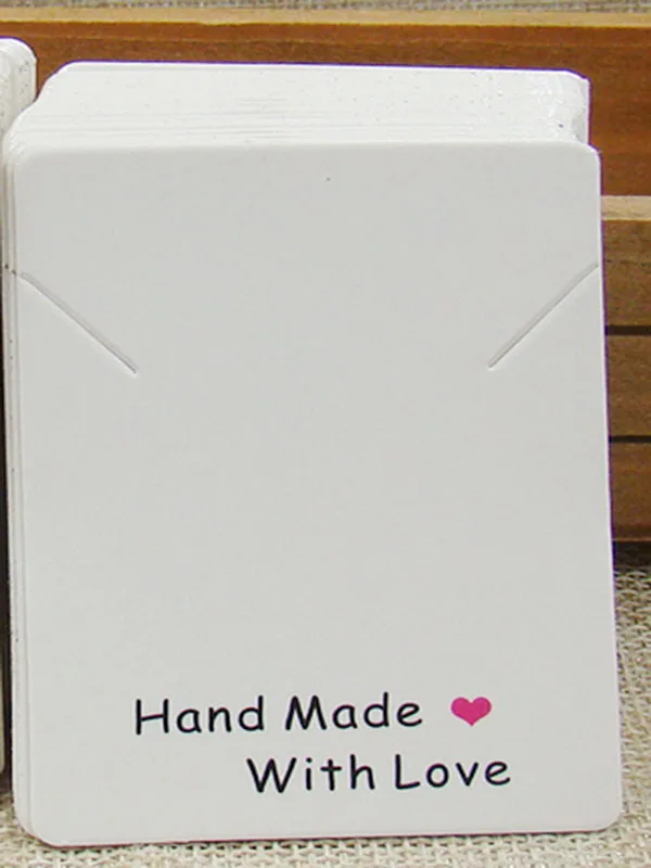 Hand make with love 200 шт 100 карт+ 100 Opp сумки серьги карты пластиковые водонепроницаемые пакеты прозрачная упаковка ювелирных изделий дисплей картон крафт белый - Цвет: Hand make with love