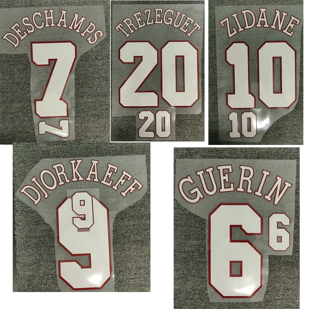 1994 DESCHAMPS TREZEGUET ZIDANE Nameset DJORKAEFF GUERIN футбольная печать железо на трансферные