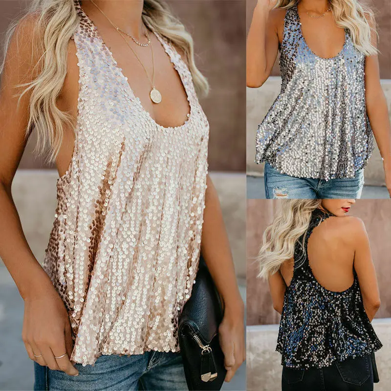 Хит лета 2020 модные женские майки с блестками повседневный жилет майка рубашка