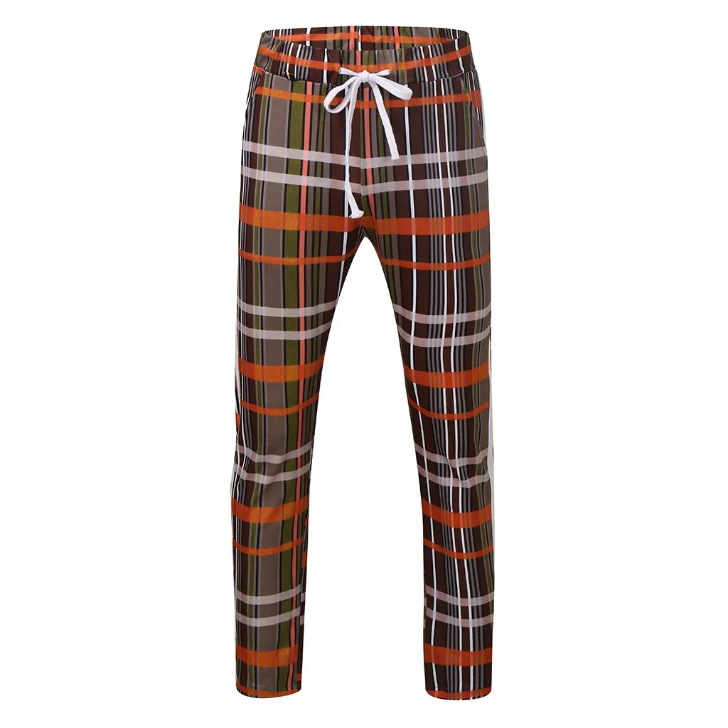 Модные мужские брюки зимние повседневные клетчатые карандаш длинные с