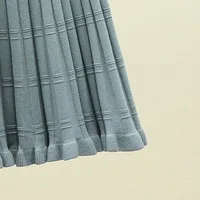 blue Осенние вязанные длинные юбки трапециевидной формы с эластичным поясом, плиссированные юбки до середины икры, Длинные вязаные зимние юбки - Цвет: blue