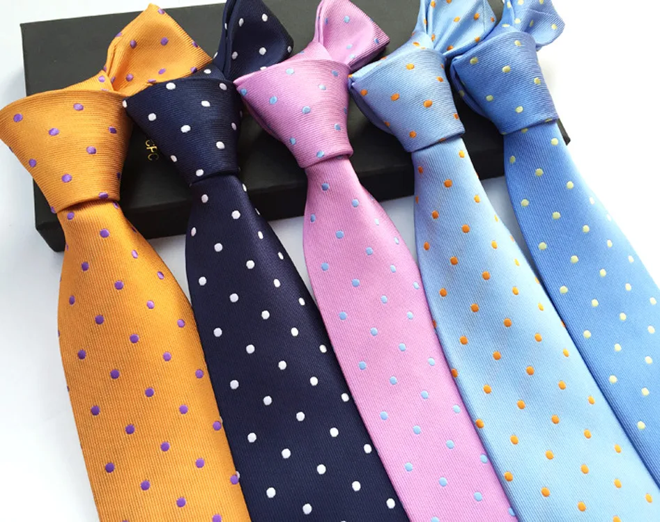 Цветные мужские галстуки в горошек, вечерние галстуки, галстуки на свадьбу, 8 см, галстуки на Рождество, подарок для мужчин