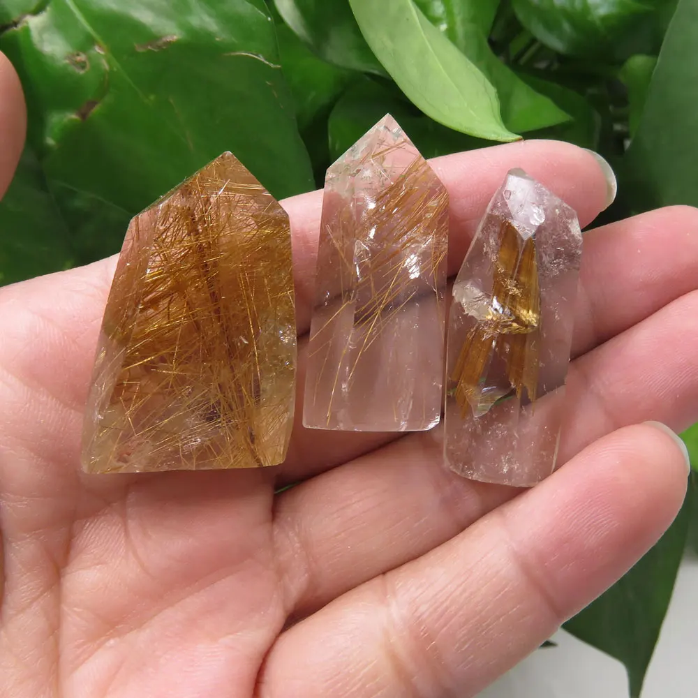 Новинка! 3 шт. оптовая продажа AAAA натуральный золотистый рустиловый кварц rutilaed Hair