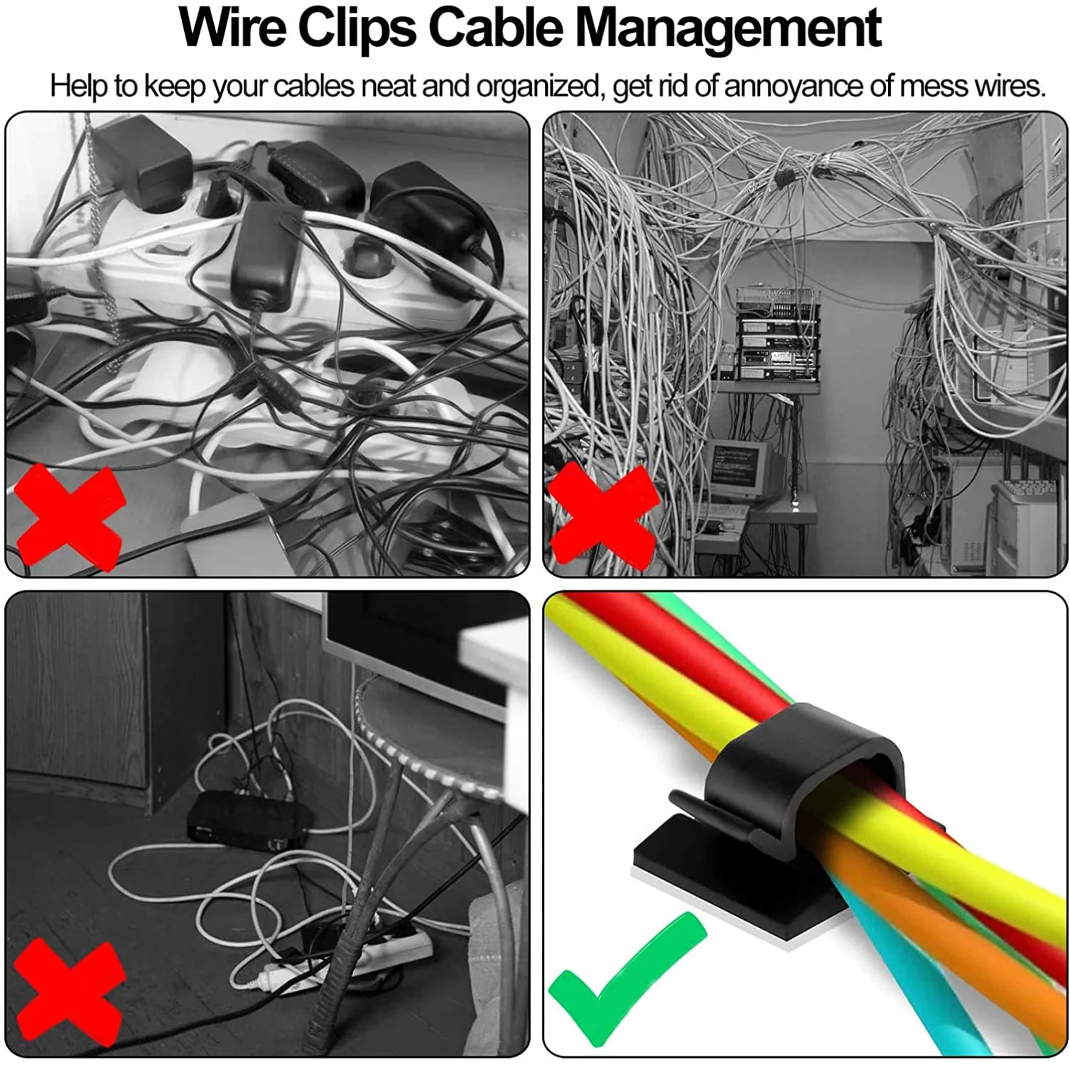 

50pcs Upgraded Cable Clips with Strong Adhesive Tapes,Wire Clips,Cord Organizer#50