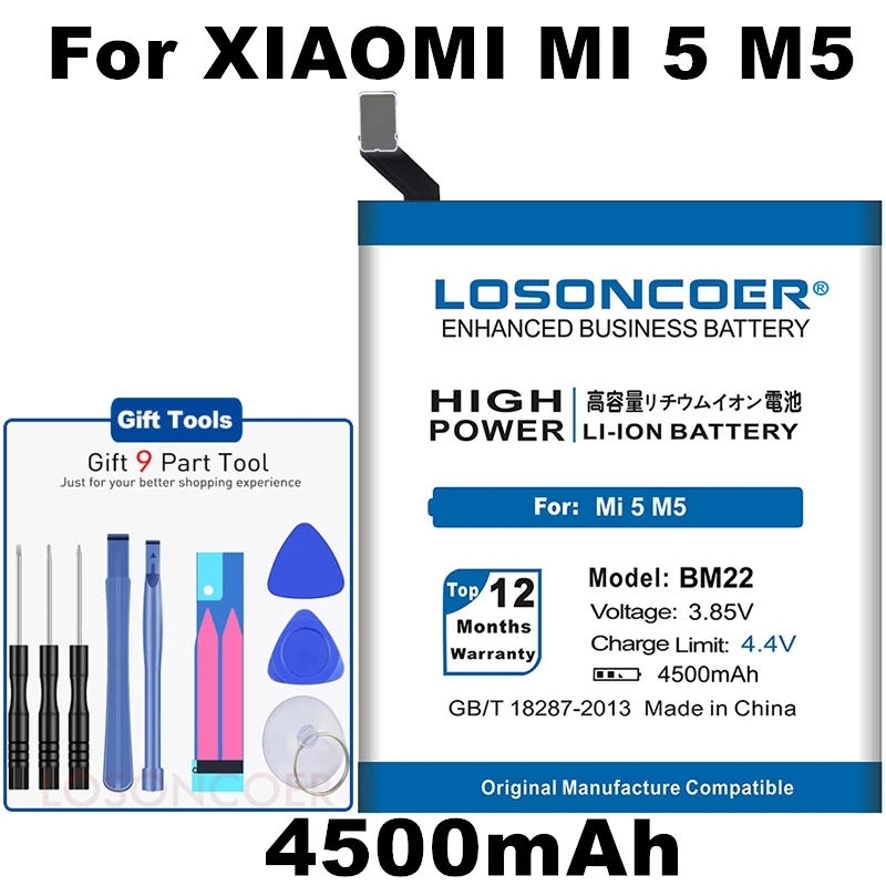 LOSONCOER Топ 4500 мАч BM22 полимерные батареи для оригинальных Xiao mi 5 M5 mi 5 батарея mi 5 телефон