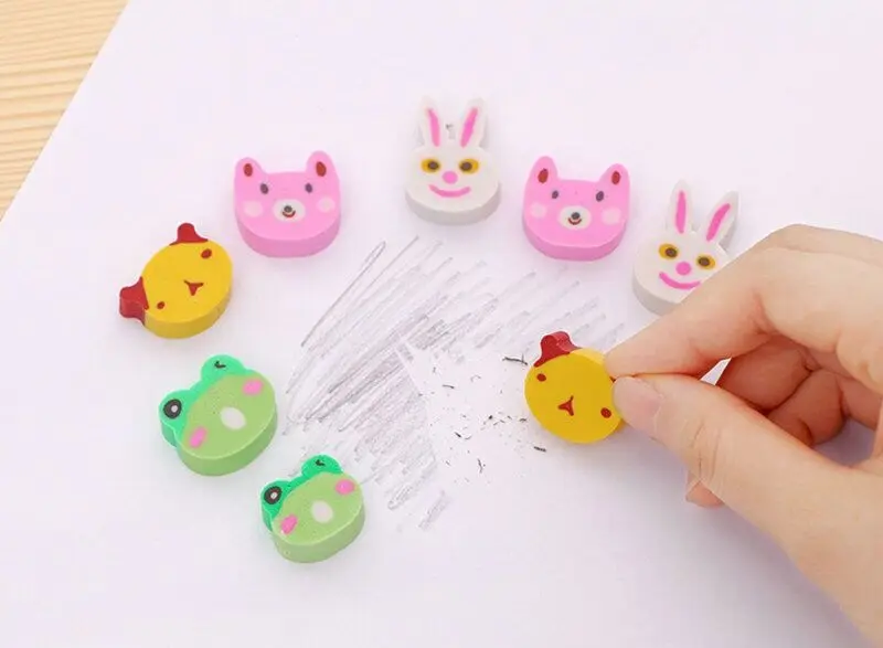 

Creative Trolley Case Shape Eraser Cute Cartoon Rabbit Duck Bear Pencil Erasers Student Stationery School Office Supplies Prize