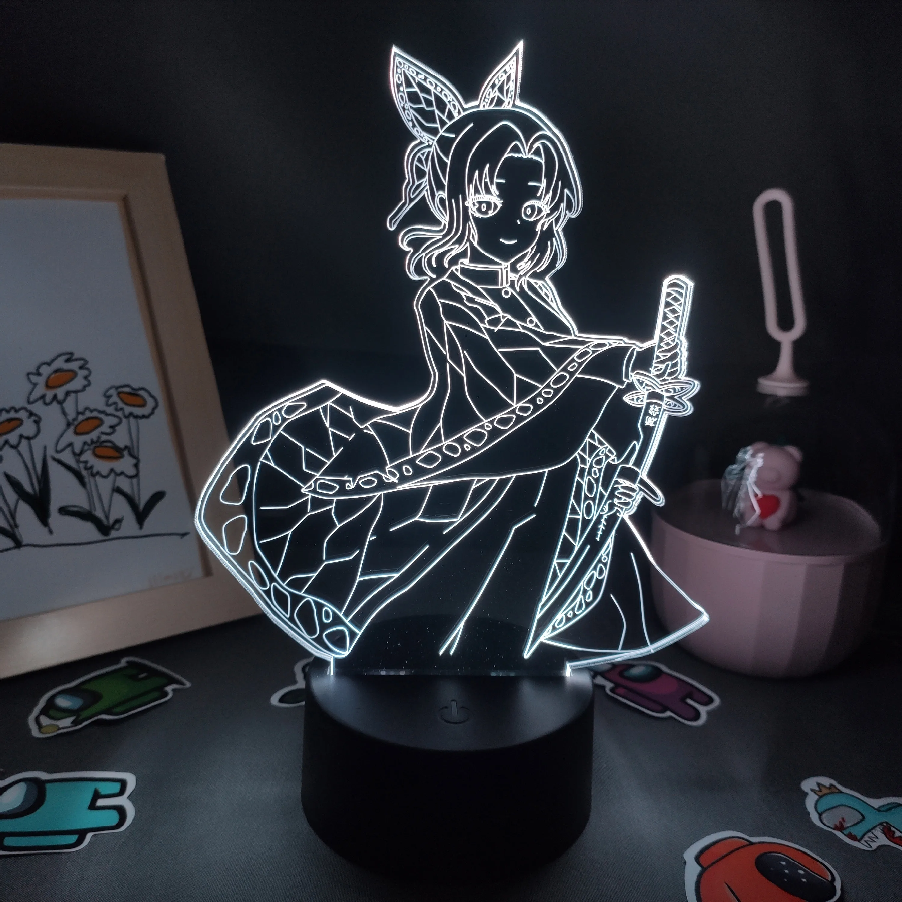 

Anime Demon Slayer Figure Kocho Kanae 3D LED RGB NightLight Gift for Friend Bedroom Table Manga Decor Kimetsu No Yaiba Lava Lamp