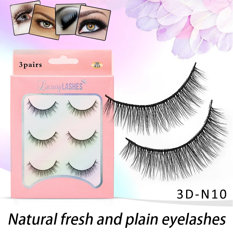 

Ресницы Накладные Многослойные многослойные, Натуральные Искусственные ресницы для наращивания, многоразовые, для макияжа глаз, 3 пары