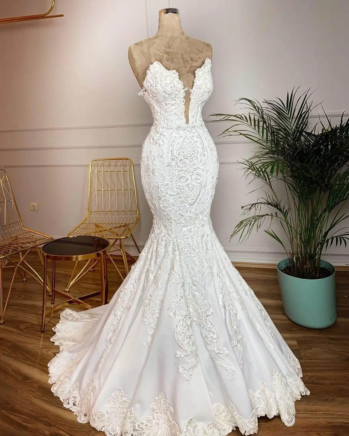 Vestidos De Novia винтажное кружевное свадебное платье русалки сексуальные глубокий v-образный Вырез свадебные платья без спинки Gelinlik