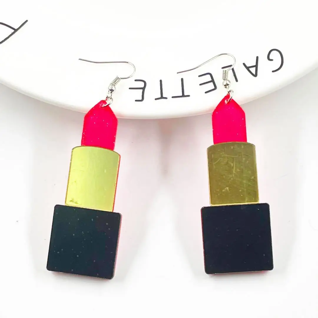 

New Trendy Fashion Earrings for Women 2021 Acrylic Lipstick Y2K Dangle Earrings Exaggerated Personality Girls Women Jewelry