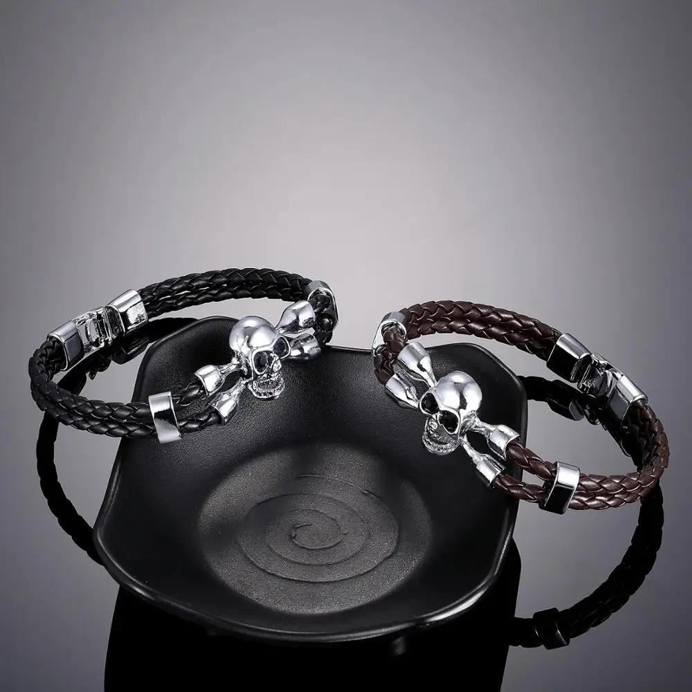 

Vintage Skull Bracelets and Bracelets Stylish Multi-Layer Leather Bracelets 2020 Men's and Women's Wrapping Women Punk Jewellery