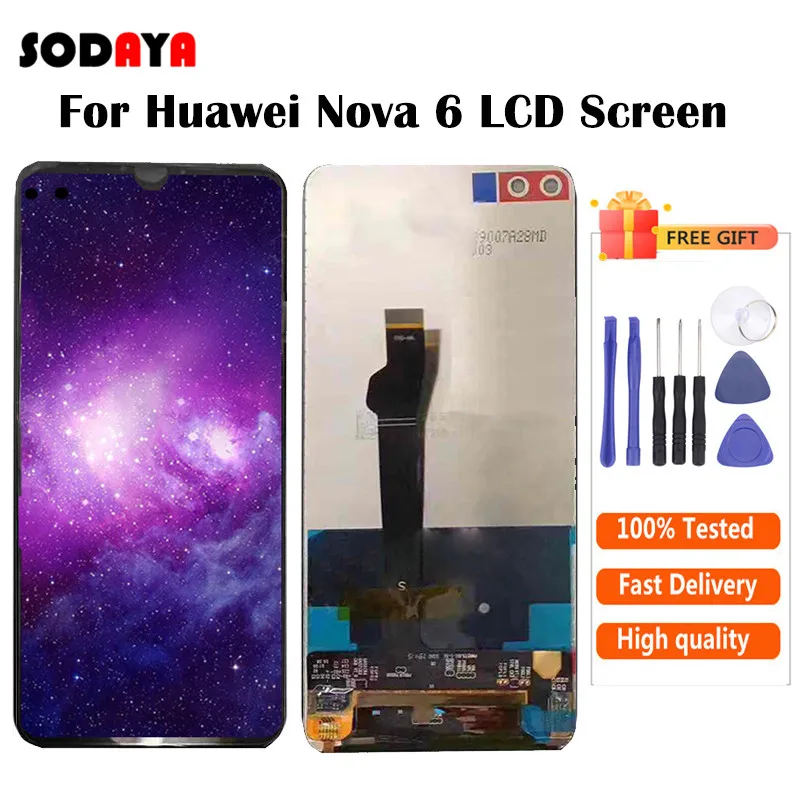 ЖК дисплей для Huawei Nova 6 с сенсорным экраном и дигитайзером стеклянный сенсор в