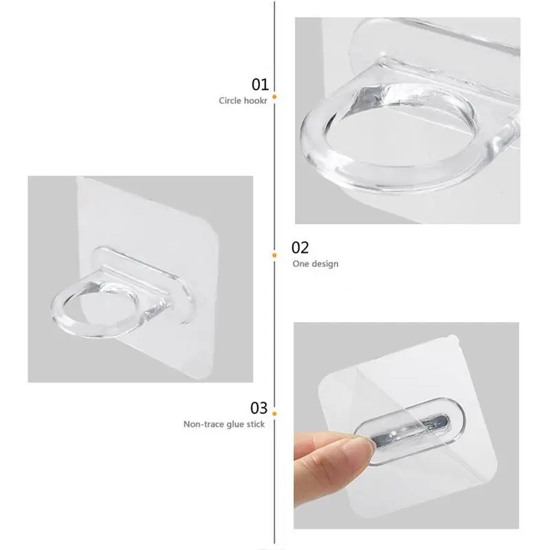 

5PCs Bathroom Detergent Shampoo Bottle Holder Self Adhesive Multifunctional Ring Hook Transparent Wall Mounted Rod Bracket