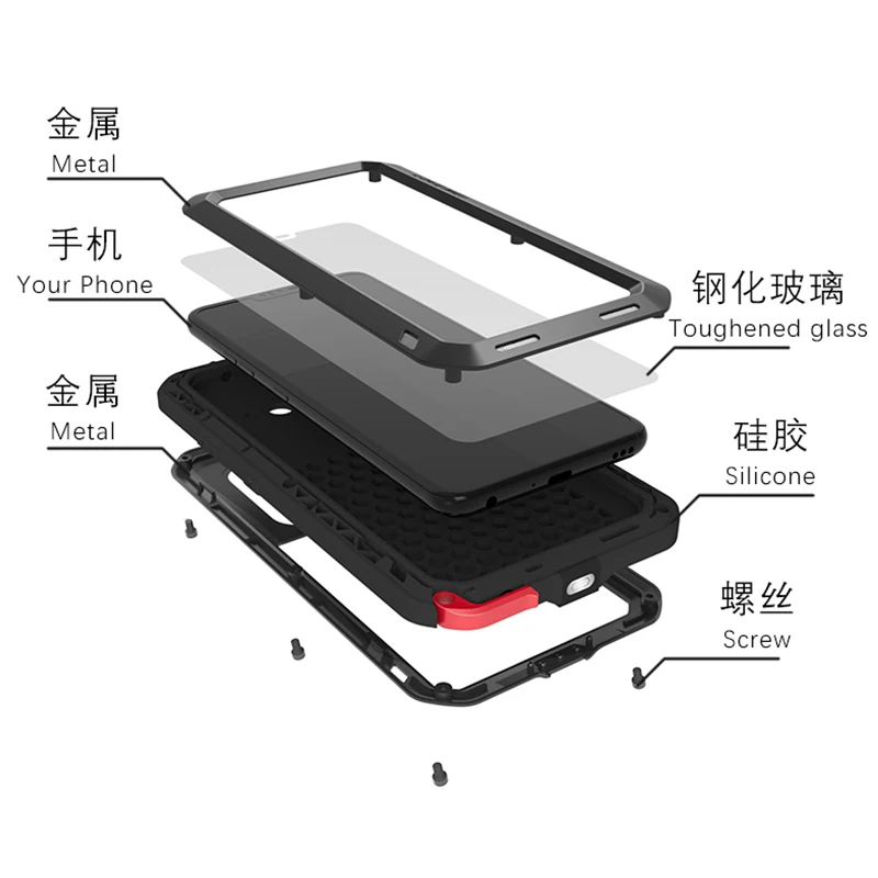 Love Mei Brand Case For LG V40 ThinQ Cover (6.4 inch) Full Body Shockproof Metal Armor Phone With Glass |