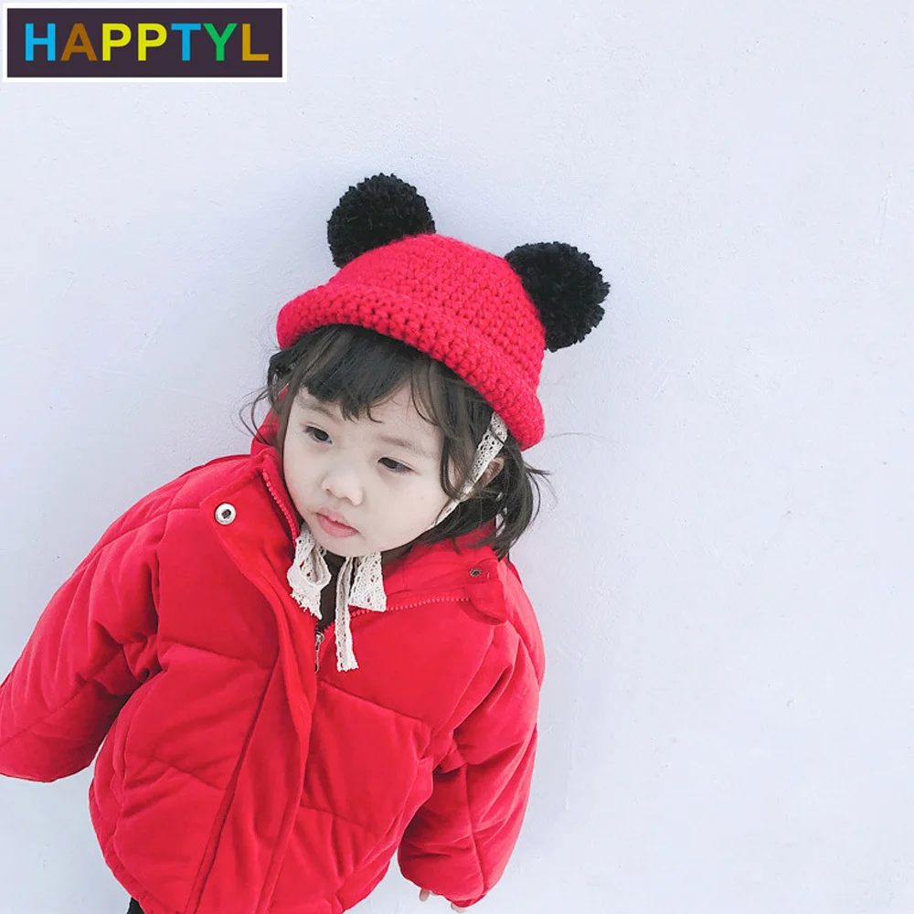HAPPTYL/1 шт. Милые вязаные шапки для детей Зимняя Теплая Шапка бини маленьких