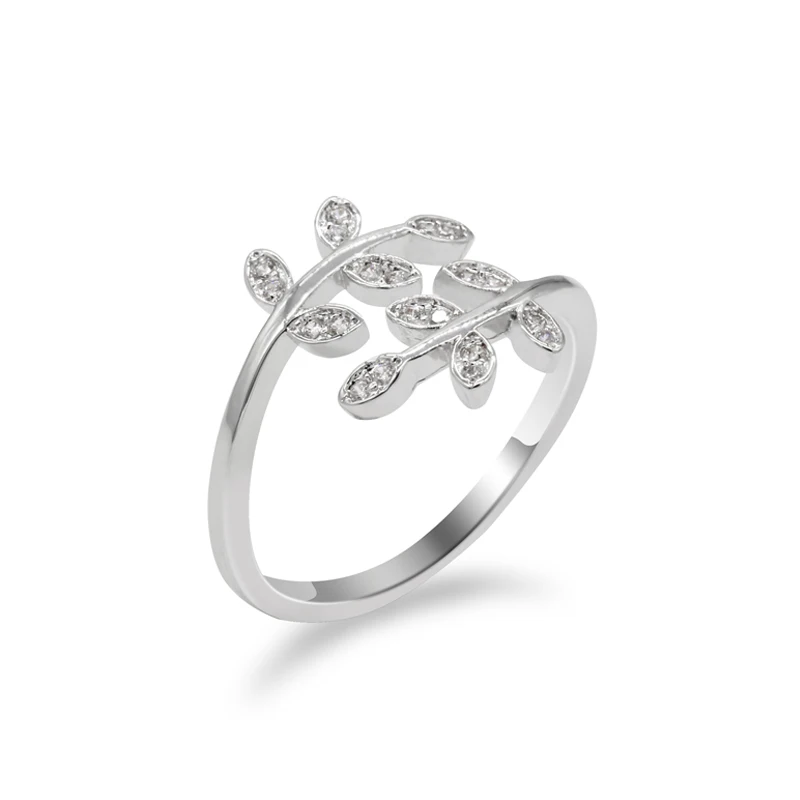 Регулируемые открытые кольца в форме листьев милые модные ювелирные украшения