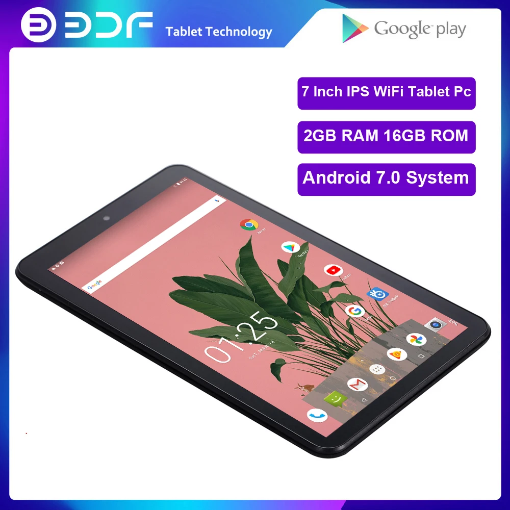 Планшет BDF 7 дюймов Wi-Fi Android 0 четырёхъядерный процессор 2 ГБ/16 ГБ Bluetooth Google Store