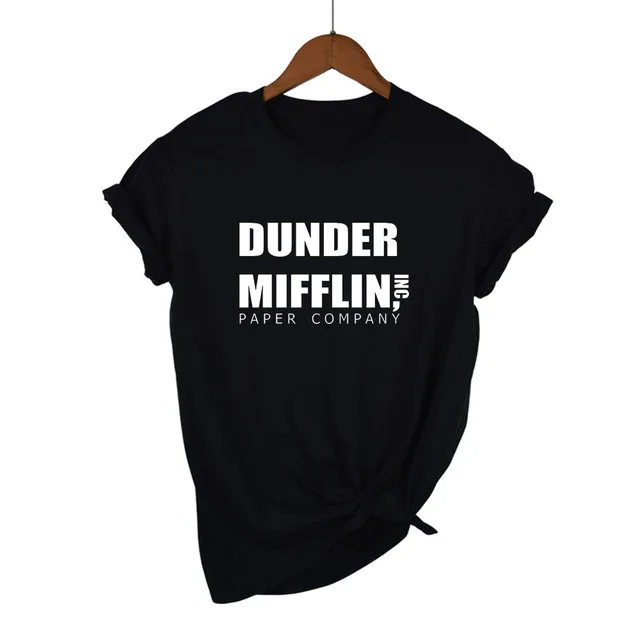 Black Офисная Футболка женская dander Mifflin inc. бумажная компания Wernham Hogg ТВ шоу Майкл Скотт Космос женская футболка - Цвет: Black