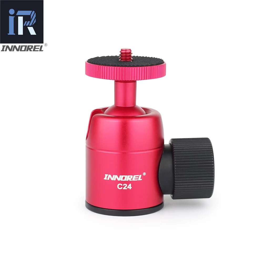 C24 Red 30 24 19 мм мини шаровой головной штатив шаровая Головка для мобильного телефона смартфон Nikon Sony Canon DSLR камера с 1/" до 3/8" адаптером - Цвет: C24 Red