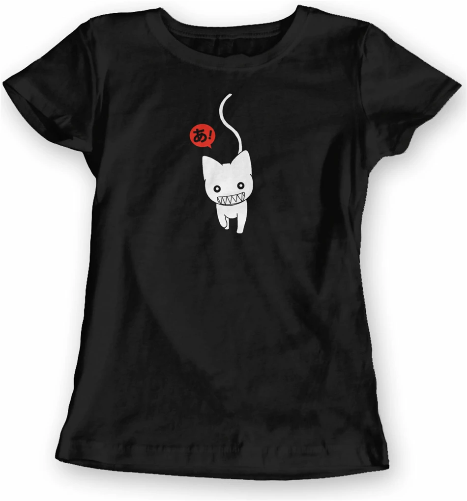 Azumanga Daioh Cat Футболка Дамская мягкая Стильная приталенная Аниме Манга кошка дизайн