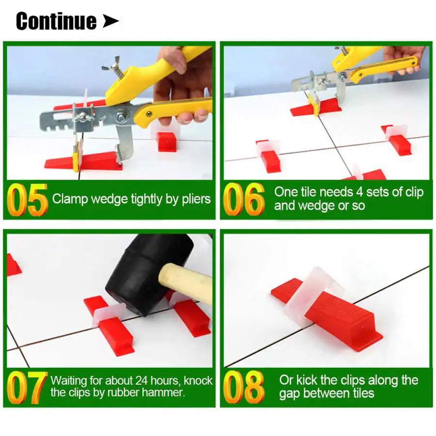

701pcs Tile Leveling System Floor Wall Tile Leveling System Tools 500 x Clips + 200 x Wedges + 1 x Pliers Construction