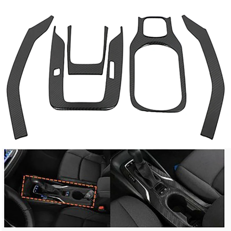 

Stainless Steel Carbon Fiber Interior Gear Panel Water Cup Holder Cover for Toyota Corolla 2019-2020