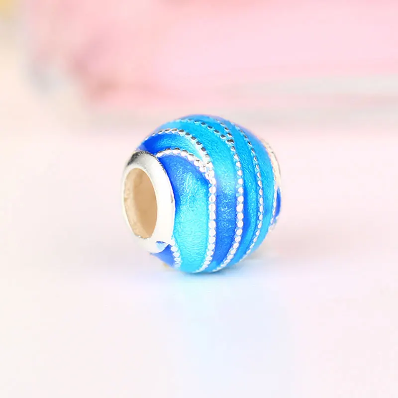 Женский серебряный светло голубой светлый шарик в форме лампворк подходящий для