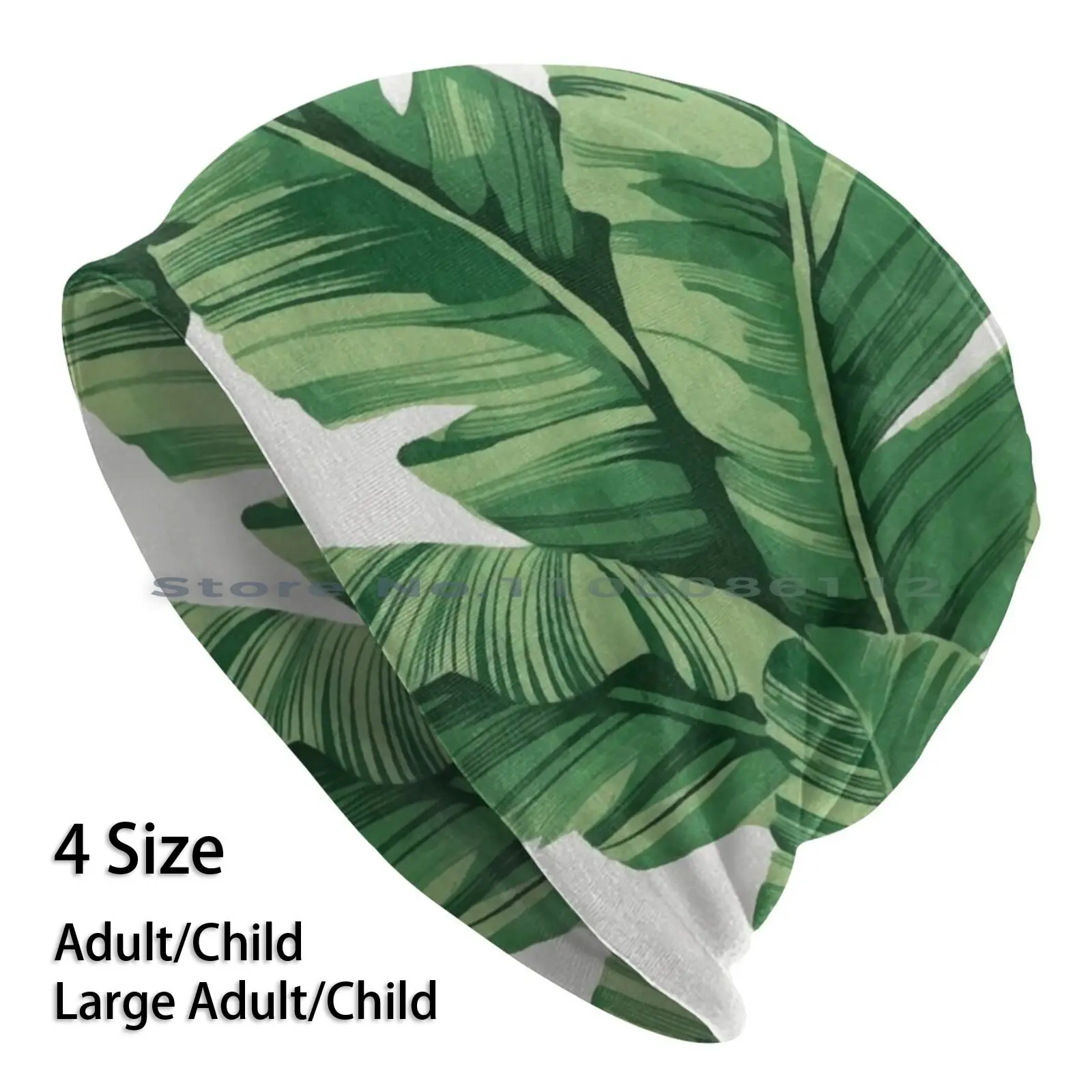 Трикотажная Шапка-бини с рисунком банановых листьев |