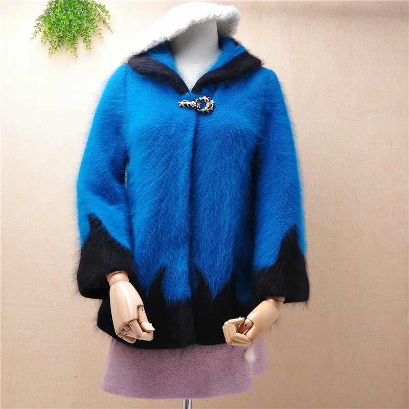 

1.2kg lined inside female women heavy thick hairy fuzzy mink cashmere slim cardigans angora rabbit fur jacket coat sweater pull