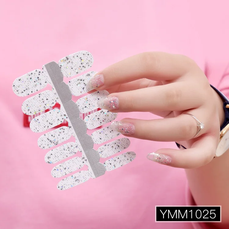 YMM1025 14 шт/Лист наклейки для ногтей стойкая блестка для ногтей безопасные нетоксичные для беременных женщин наклейки для ногтей s 10 цветов - Цвет: YMM1025