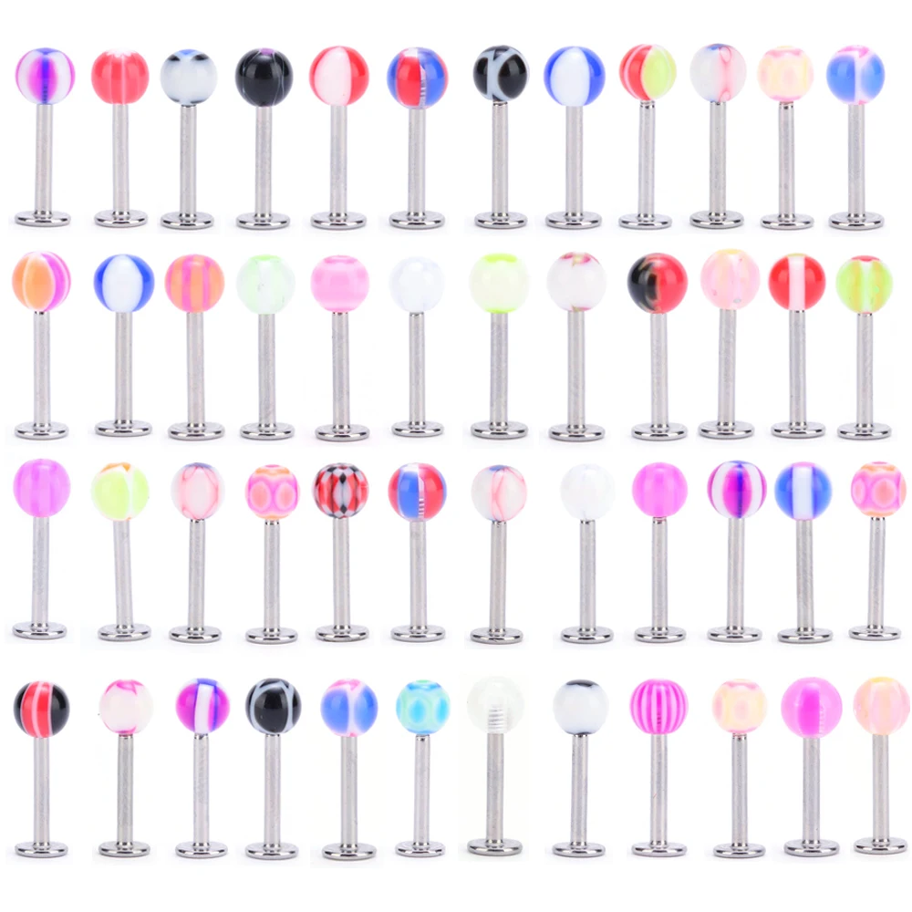 5 шт для пирсинга губ кольцо серьга в виде стержня из нержавеющей стали резьбовые!