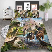 Home Textile 2/3pcs Bedding Set 3D Printing Dinosaur Paradise Cat Horse Cartoon Kids Boys Duvet Cover Sets Queen/Twin/King Size