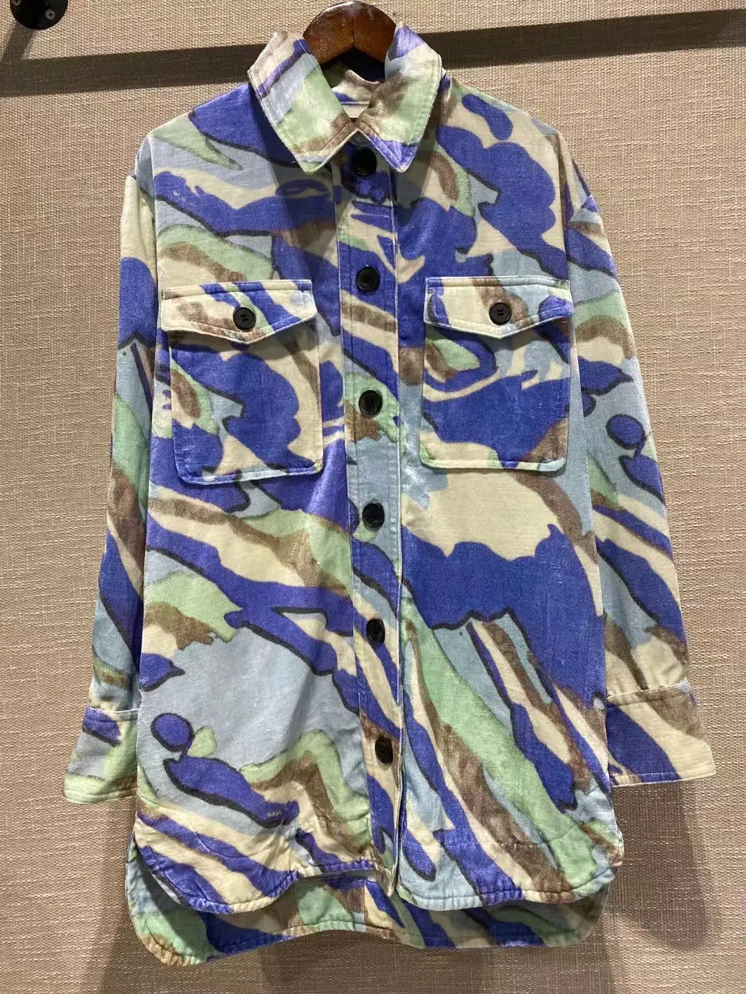 

Autumn and 2021 Winter New Color Cotton Printed Loose Shirt Jacket