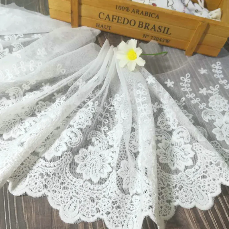 

1Yards Embroidery Lace Fabric Trim 19cm Ribbons Mesh Lace Ribbon DIY Sewing Accessories Trimmings Guipure Crafts dentelle RG24