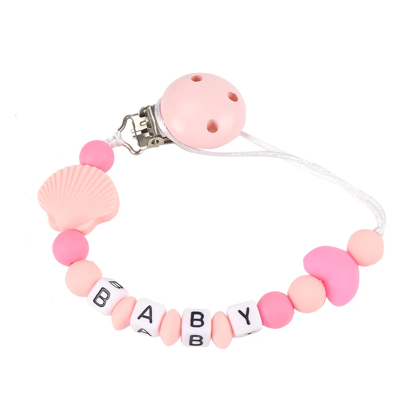 

5 Colors Personalized Name Silicone Baby Anti-drop Chain Pacifier Clips Infant Nipple Appease Soother Chain Clips Dummy Holder