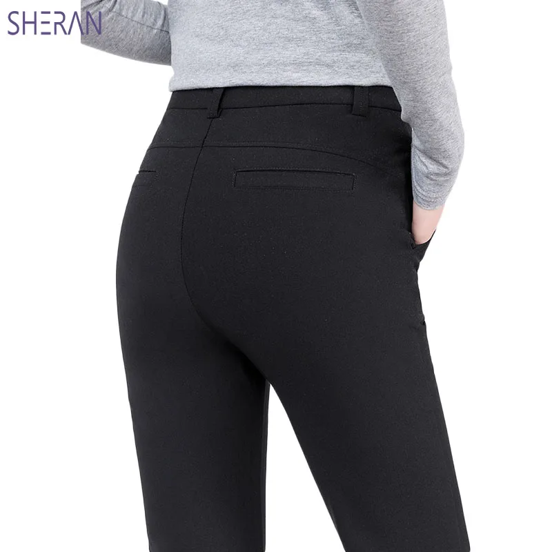 Simple Style black pants High Waist Casual Flare Pants Female Anti-Wrinkle Straight Office Lady Trousers Women For Business 5XL