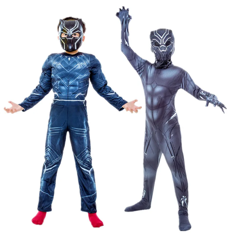 

4-13Y Children's Black Panther Superhero Cosplay Costume Kids Halloween Infinity War Jumpsuit Set