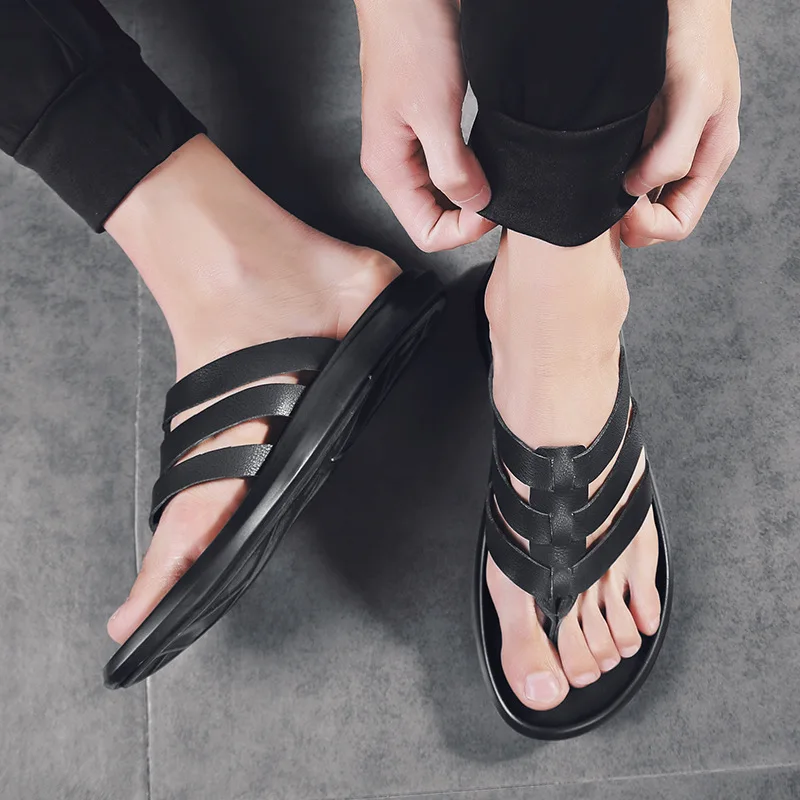 Летние мужские тапочки Нескользящие Вьетнамки повседневные Шлепанцы из