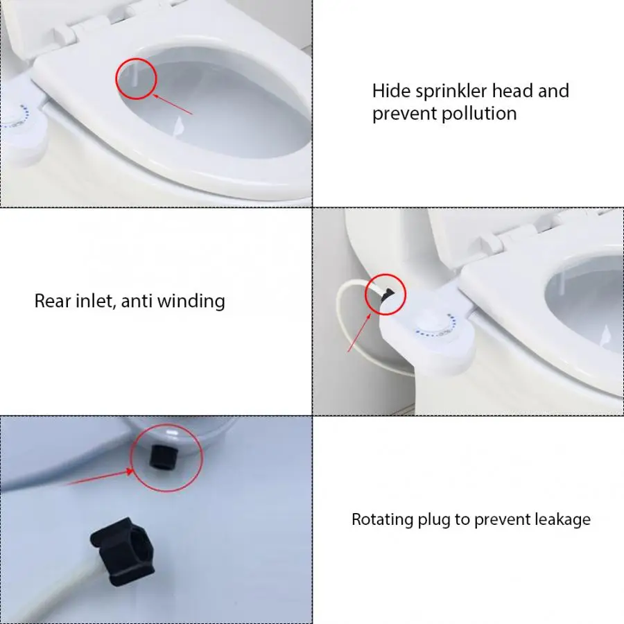 

Handheld Rear Water Inlet Hygienic Bidet Attachment Self Cleaning Nozzle Adjustable Water Bathroom Supplies