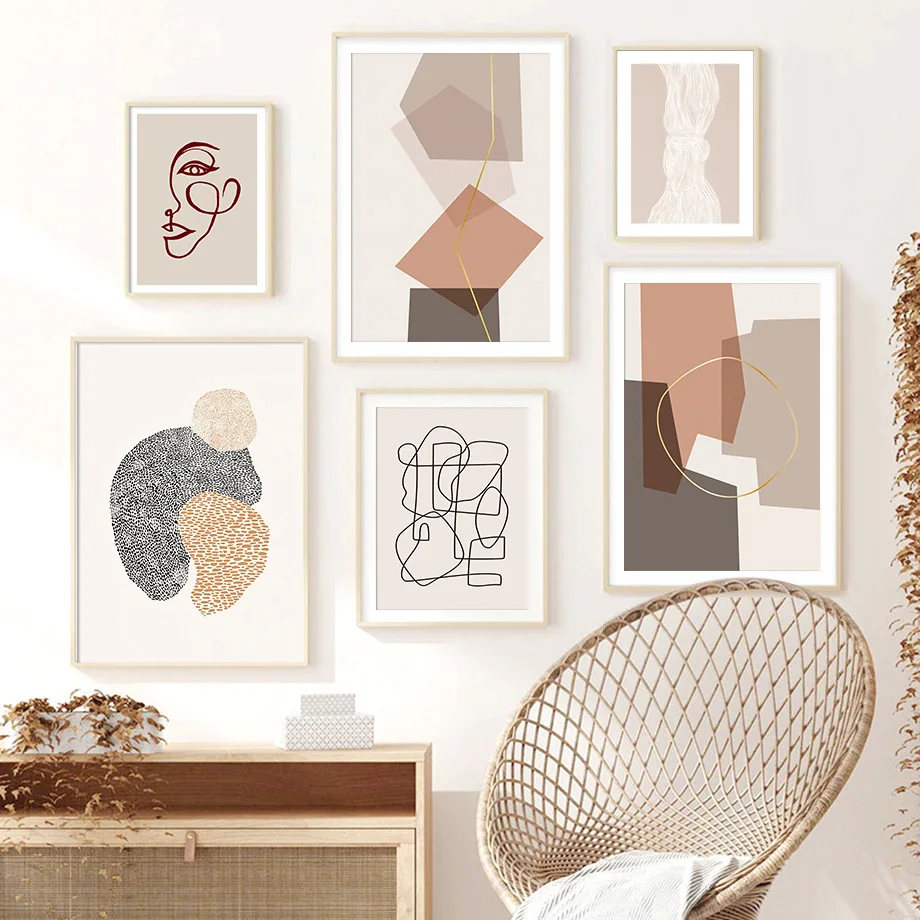 Современные абстрактные геометрические постеры и принты линия эскиз Настенная
