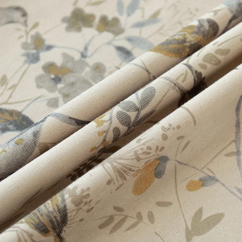 

Curtains for Living Dining Room Bedroom Printed Bird Branch Retro Small Fresh Fashion Modern New Chinese Curtains